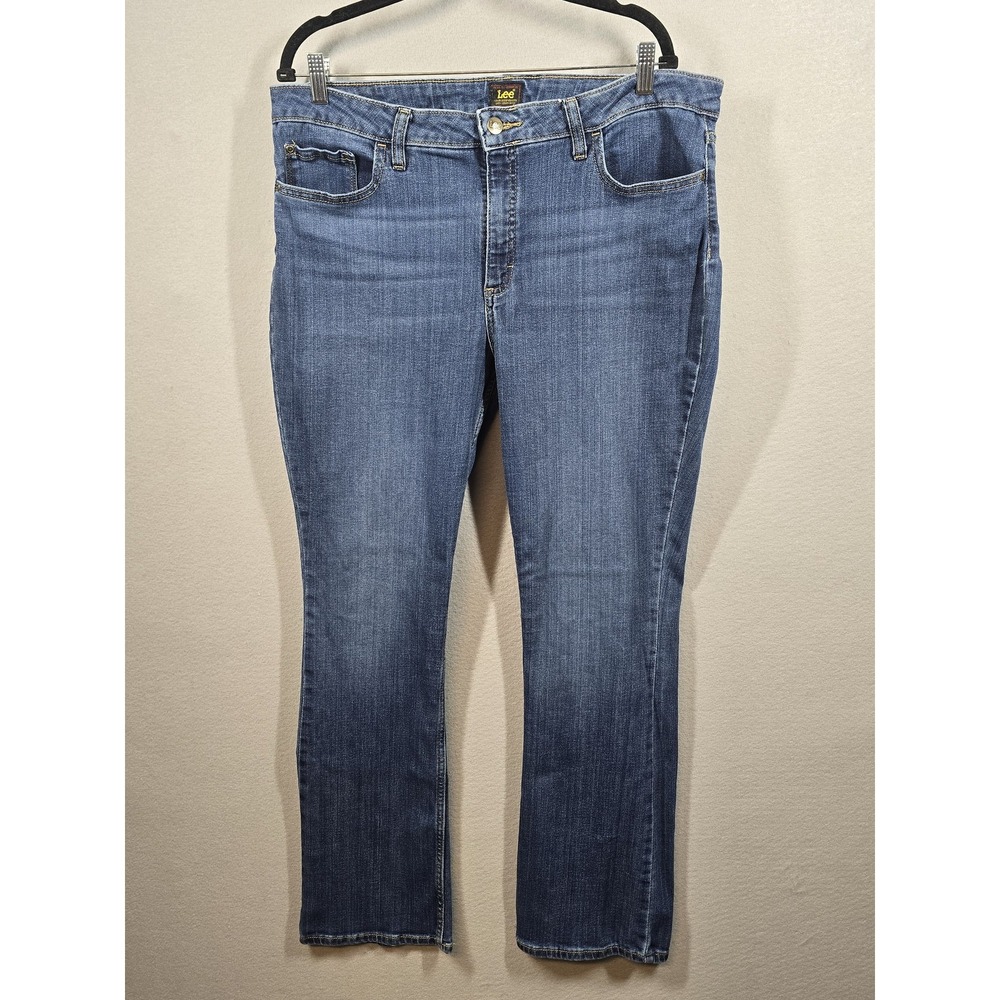 Lee Jeans Womens 18M Blue Straight Leg Mid‎ Rise Stretch Denim Classic Casual